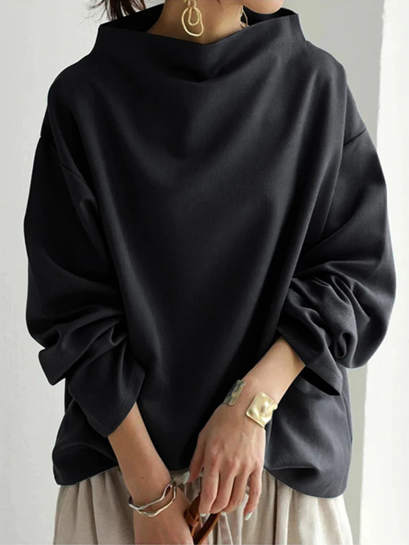 ERA | Blusa Oversized con Cuello Alto - Negro