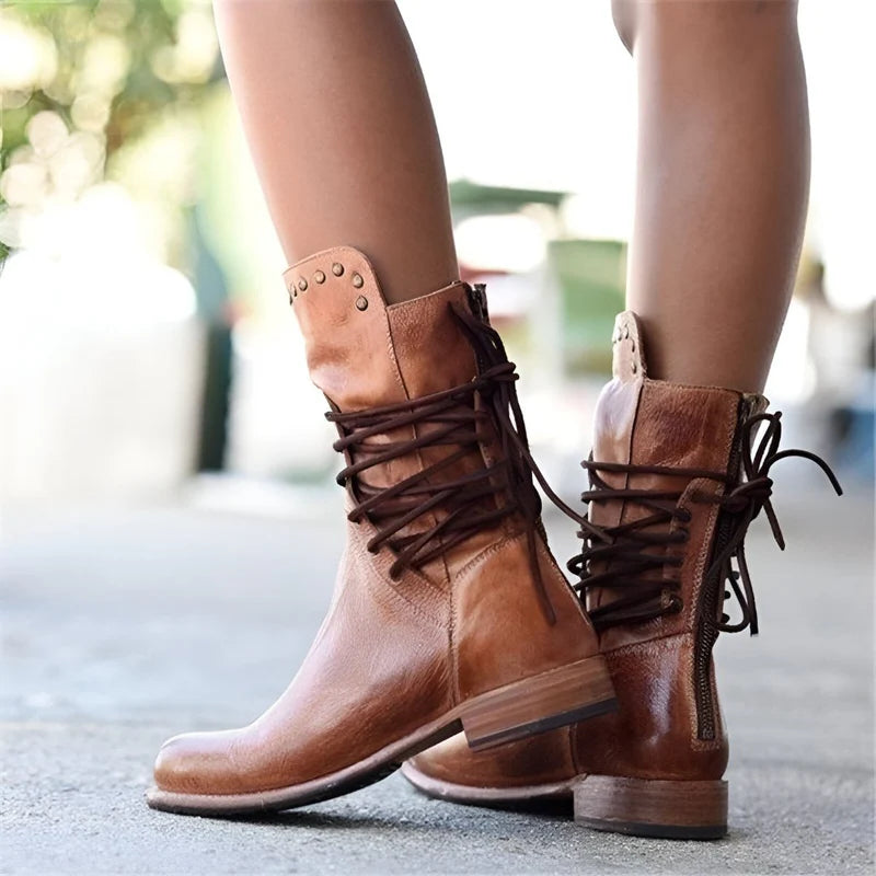 Annia - Botas de cuero con cordones